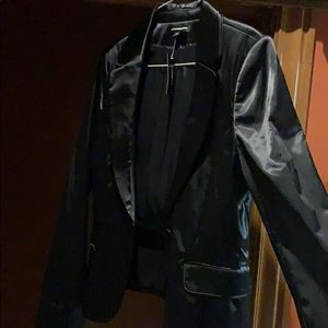 Women black satin blazer